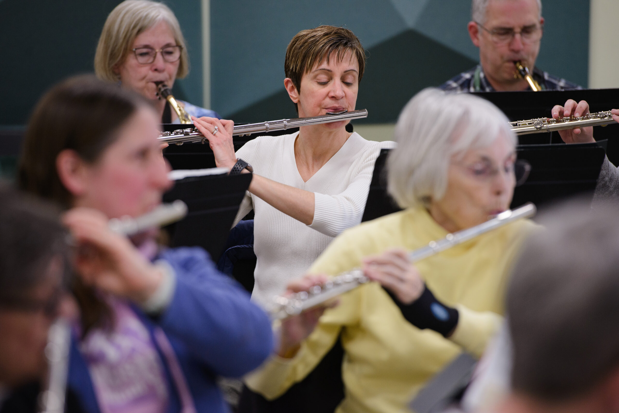 a group of flutists playing